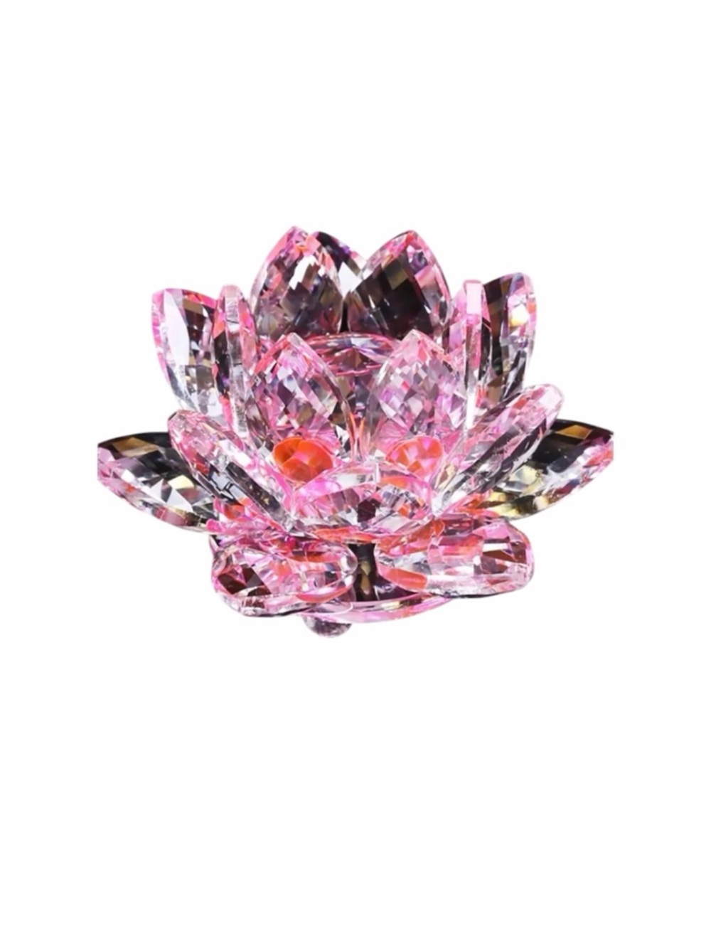 Pink Crystal Lotus Flower Decor New